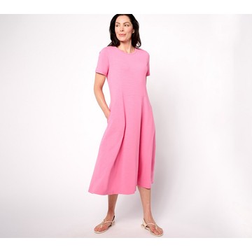 Joan Rivers Regular Slub Jersey Short Sleeve Dress w/ Seam Detail