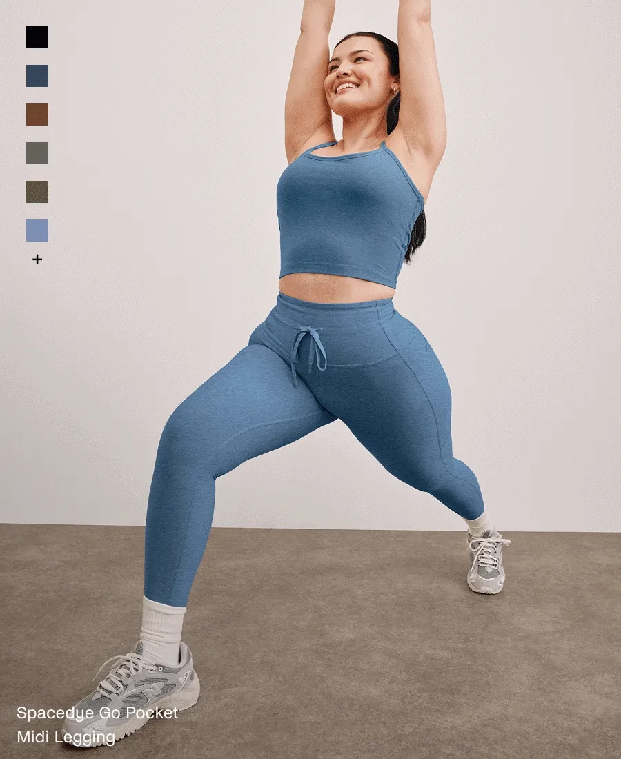 Spacedye Go Pocket Midi Legging in Washed Denim