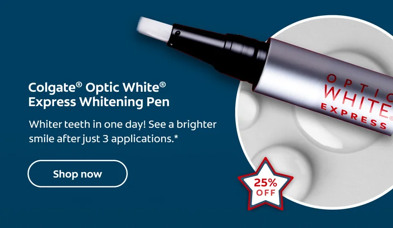 Colgate® Optic White® Express Whitening Pen Whiter teeth in one day! See a brighter smile after just 3 applications.* Shop now