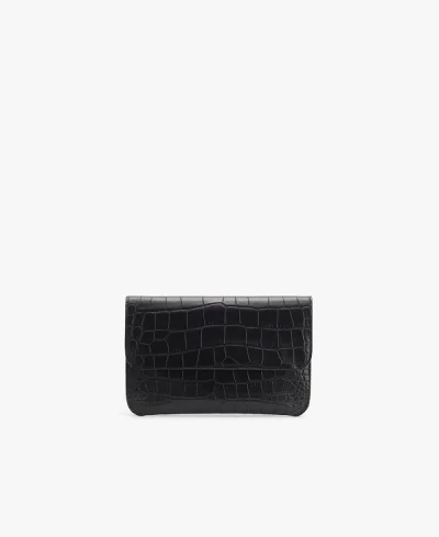 Black Croco System Flap Bag