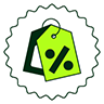 Image Description: An illustration of a price tag with a percentage sign