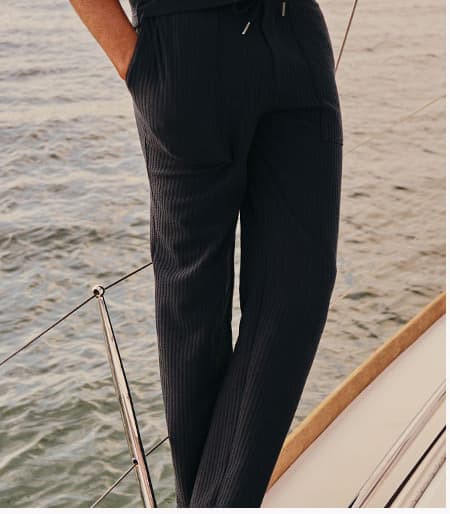 Casual Seersucker Pant: True Navy