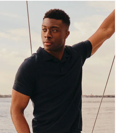 Casual Seersucker Shirt: True Navy