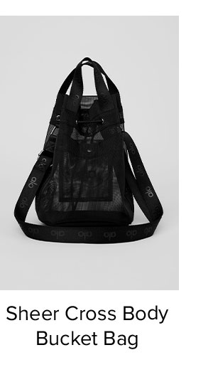 Sheer Cross Body Bucket Bag - black