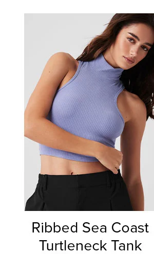 Ribbed Sea Coast Turtleneck Tank - lilac blue