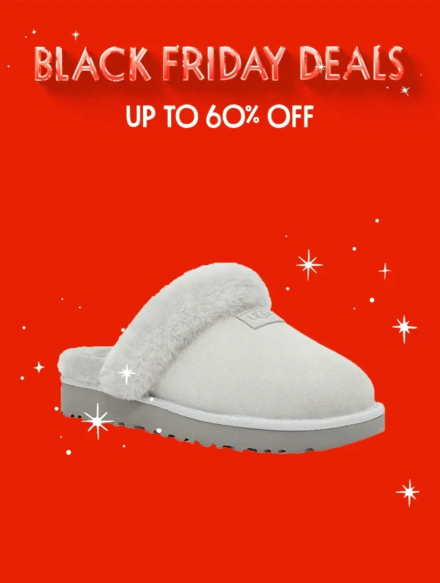 Black Friday Deals: up to 60% off. An assortment of products on sale.
