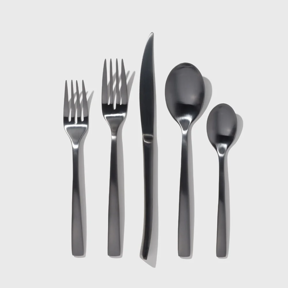 Image of 18/10 Black Stainless Steel Forged Flatware Set