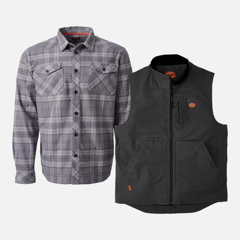 Image of The BRUNT Flannel Shirt & D'Angelo Utility Vest Bundle
