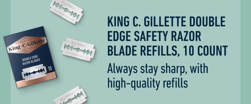 KING C. GILLETTE DOUBLE EDGE SAFETY RAZOR BLADE REFILLS, 10 COUNT - Always stay sharp, with high-quality refills