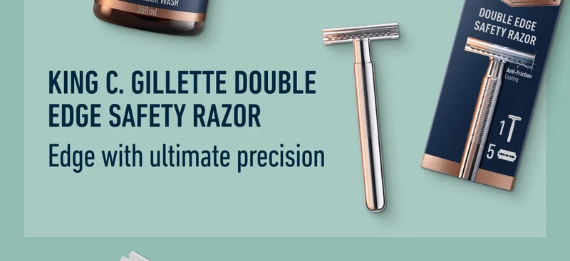 KING C. GILLETTE DOUBLE EDGE SAFETY RAZOR - Edge with ultimate precision