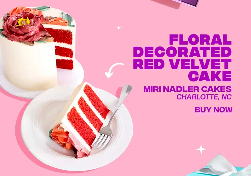 Floral Decorated Red Velvet Cake