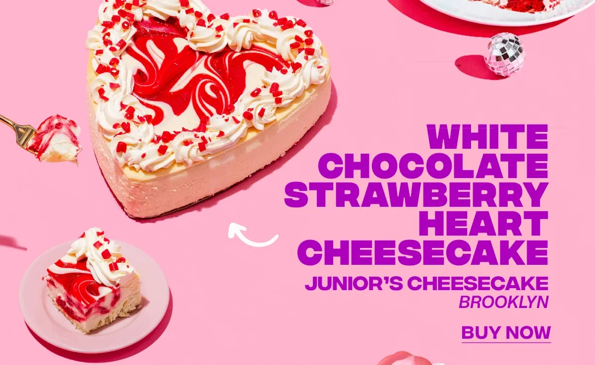 White Chocolate Strawberry Heart Cheesecake