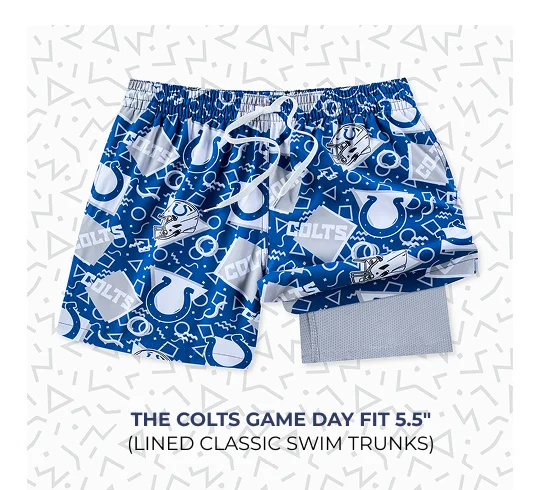 Lined Classic Swim Trunks; The Colts Game Day Fit 5.5"