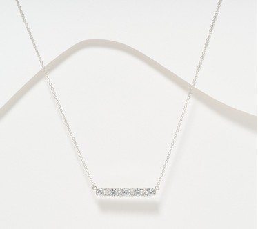 Diamonique Classics Multi-Stone Bar Necklace, Sterling Silver