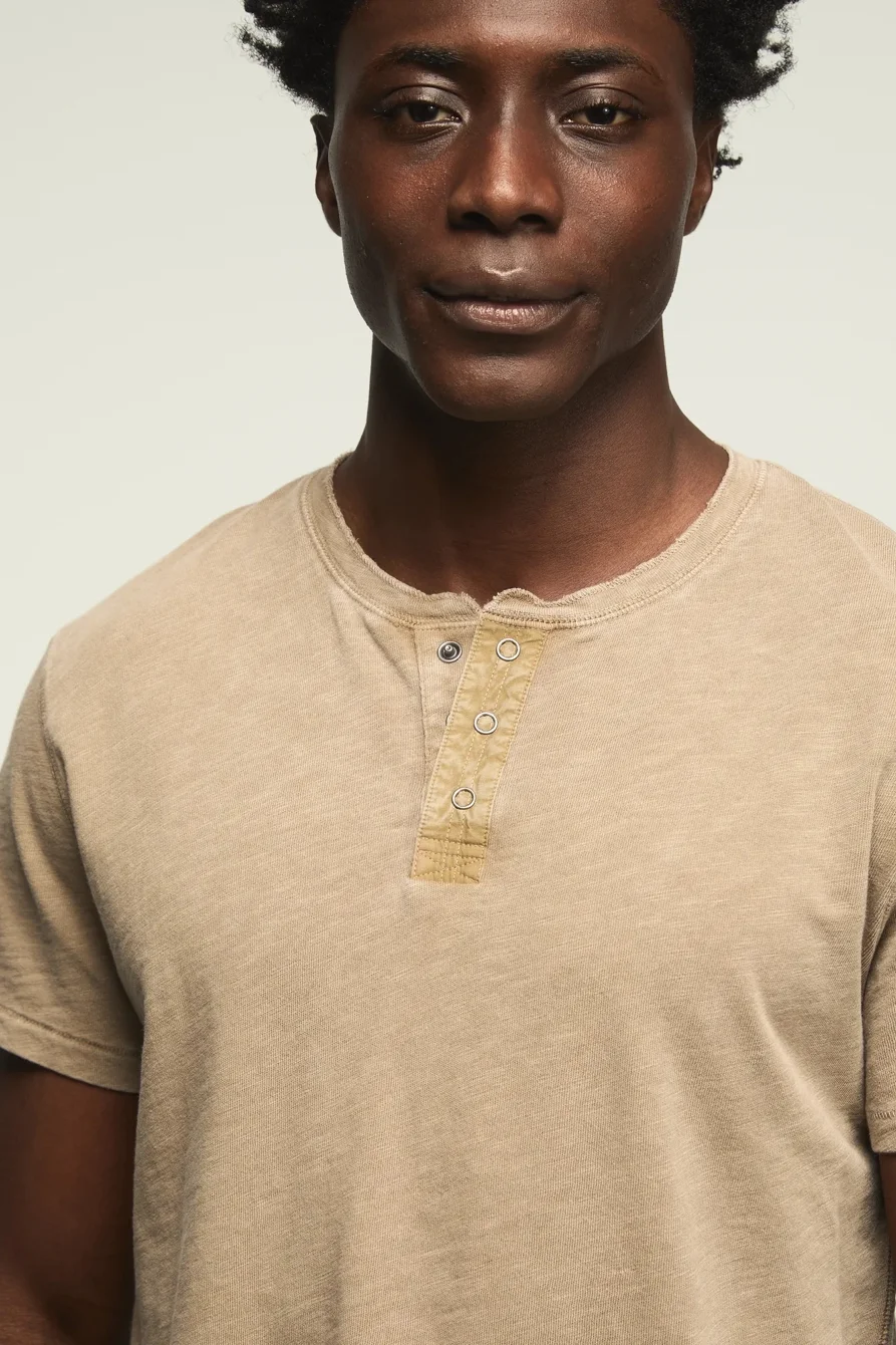 Image of Lucky Brand Weekend Jersey Henley - Men's Clothing Tops Tees Henley Shirt in Jet Black