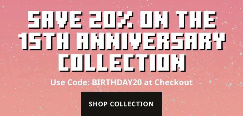 20% Off 15th anniversary collection with code discount code