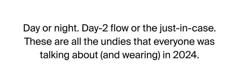 Day or night. Day-2 flow or the just-in-case. These are all the undies that everyone was talking about (And wearing) in 2024.