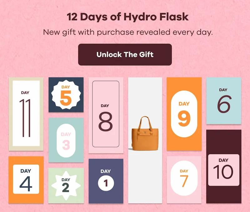 12 Days of Hydro Flask. New gift with purchase revealed every day. | Unlock The Gift