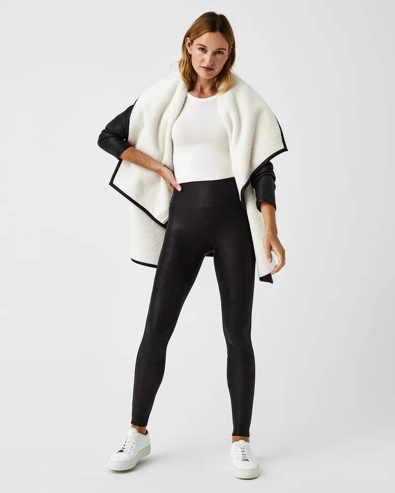 Image of Spanx Women's SPANXshape Faux Leather Fleece Lined Leggings