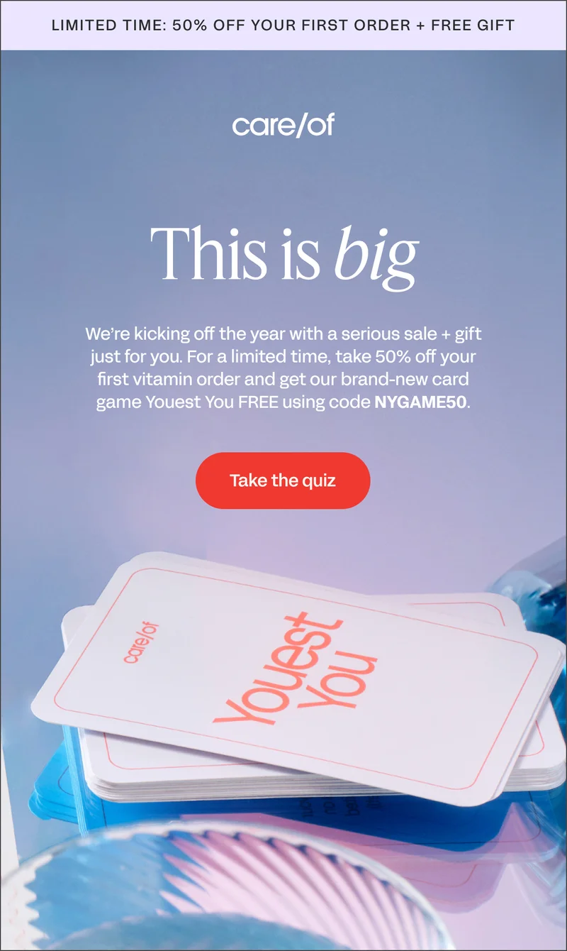 50% off plus free gift with purcahse