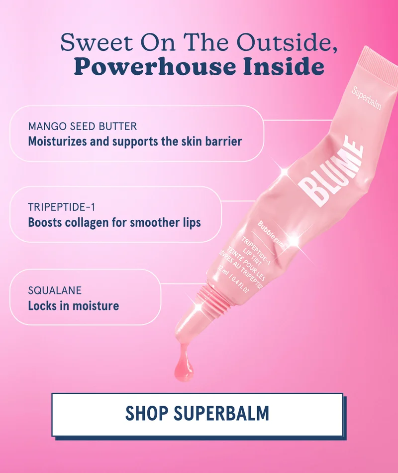 Sweet on the Outside, Powerhouse Inside -- Mango Seed Butter: Moisturizes and supports the skin barrier, Tripeptide-1: Boosts collagen for smoother lips, Squalane: Locks in moisture [SHOP SUPERBALM]