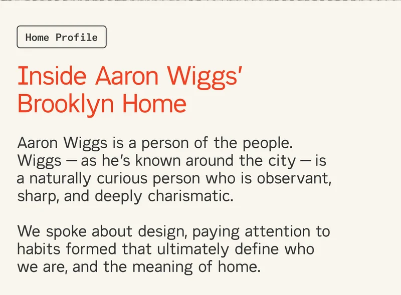 Inside Aaron Wiggs' Brooklyn Home