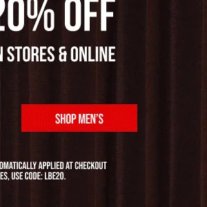 Email Exclusive Extra 20% off Shop Men's