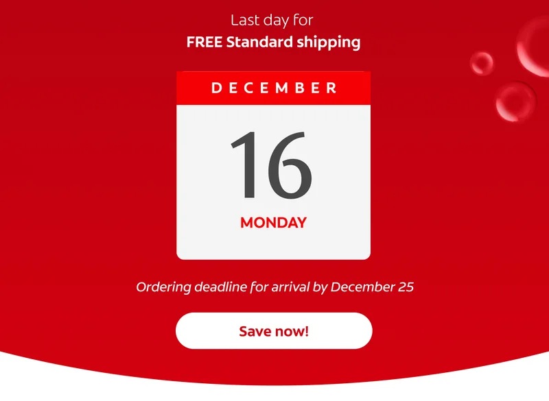 Last day for  FREE Standard shipping