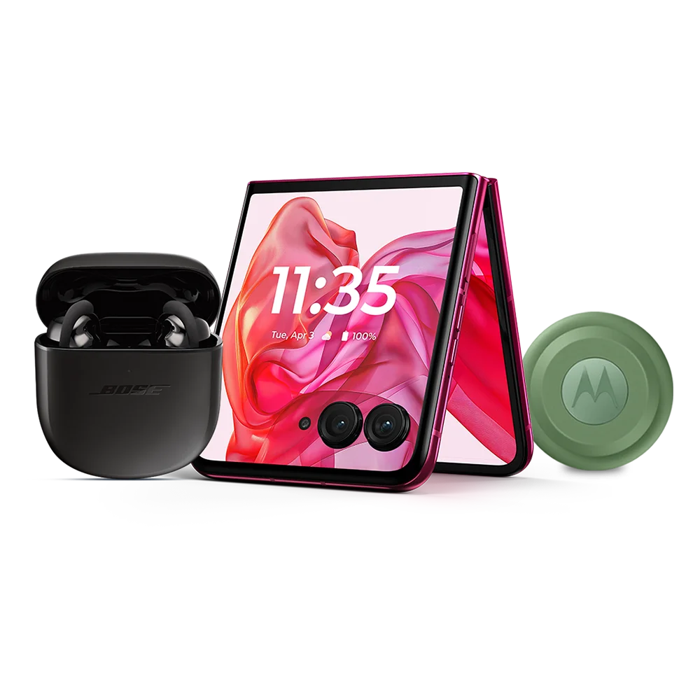 Bose QuietComfort Earbuds II and motorola razr+ 2024