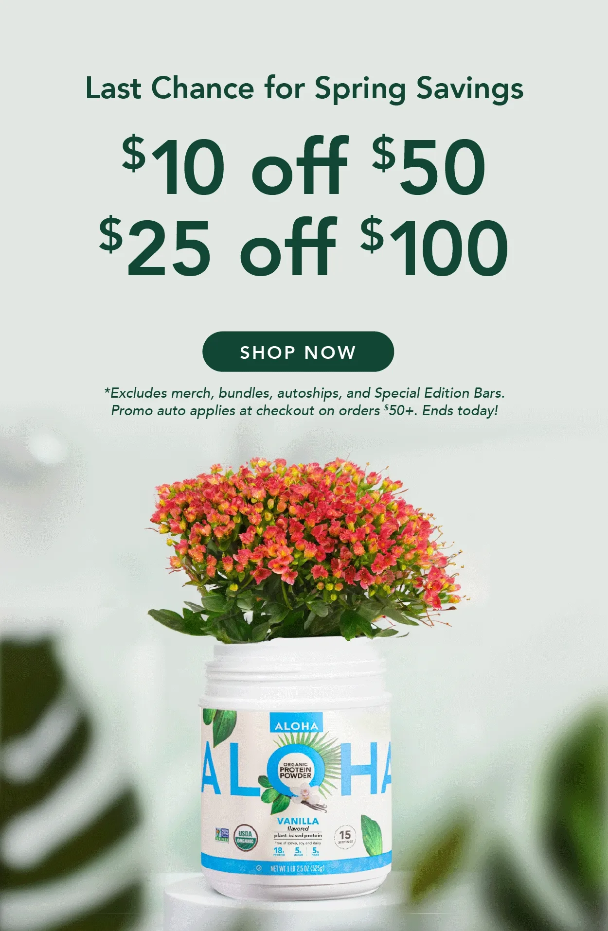 Hop Into Spring Savings: $10 off $50, $25 off $100