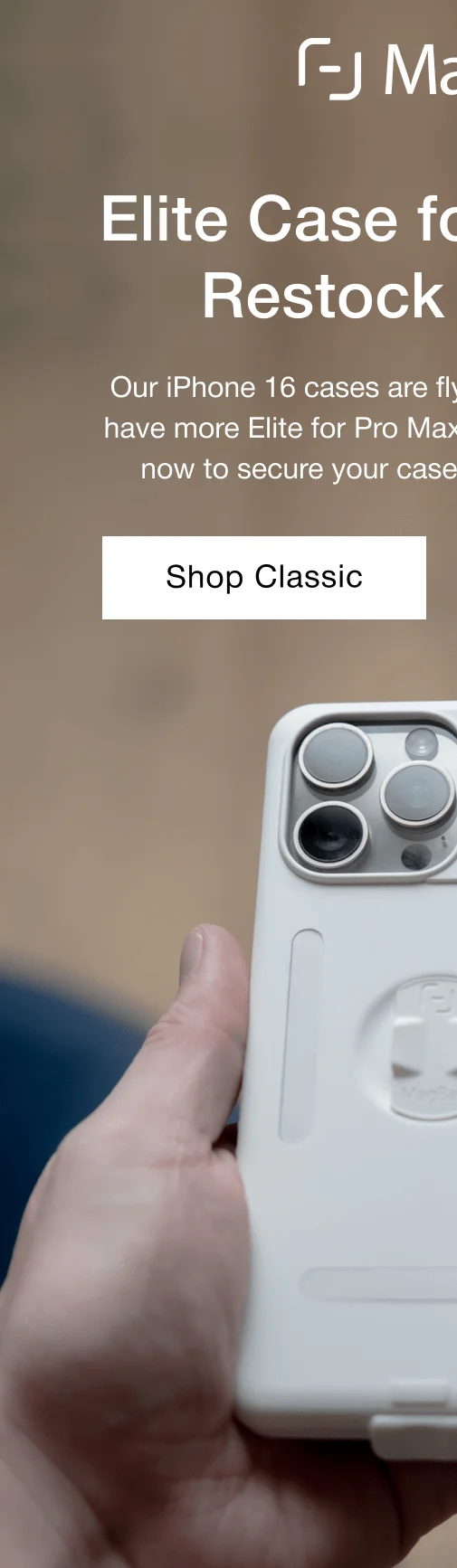 Elite Case for iPhone 16 Restock Coming! Our iPhone 16 cases are flying off the shelves, but we have more Elite for Pro Max and Pro on the way! iPhone 16 Classic Case