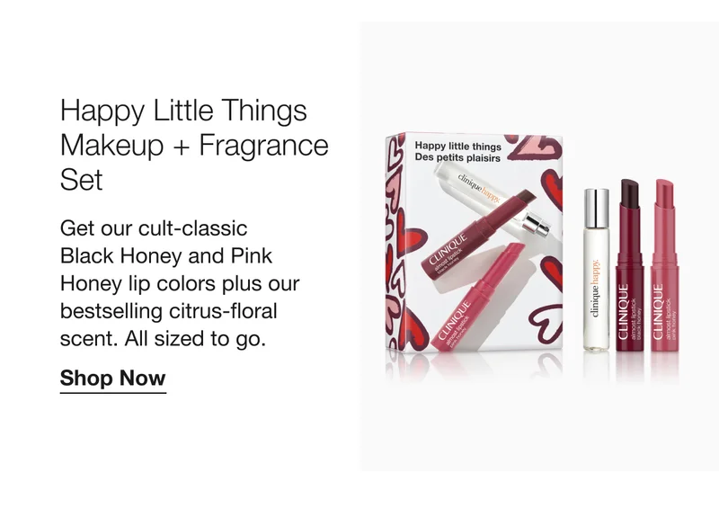 Happy Little Things Makeup + Fragrance Set | Get our cult-classic Black Honey and Pink Honey lip colors plus our bestselling citrus-floral scent. All sized to go. | Shop Now