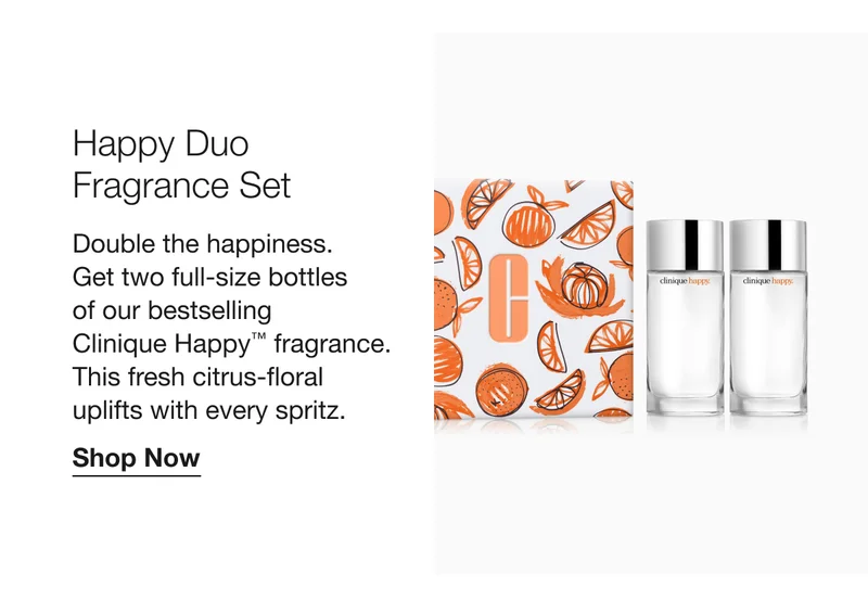 Happy Duo Fragrance Set | Double the happiness. Get two full-size bottles of our bestselling Clinique Happy™ fragrance. This fresh citrus-floral uplifts with every spritz. | Shop Now