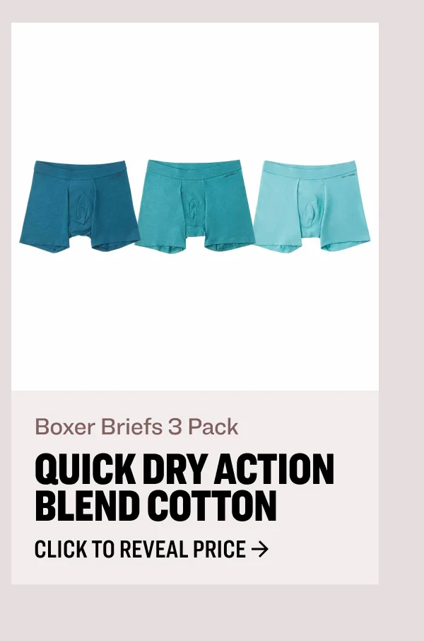 Boxer Briefs 3 Pack Quick Dry Action Blend Cotton Click to reveal price