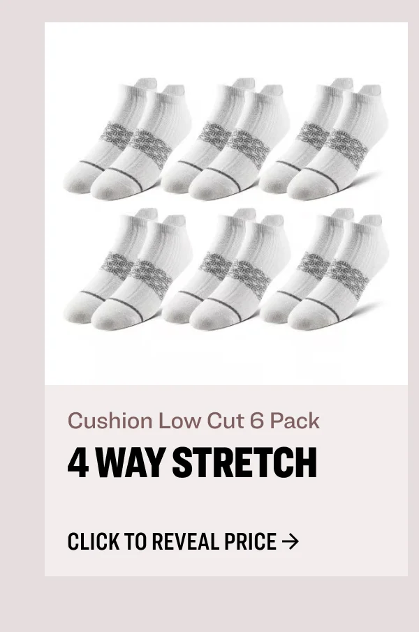 Cushion low cut 6 pack 4 way stretch Click to reveal price
