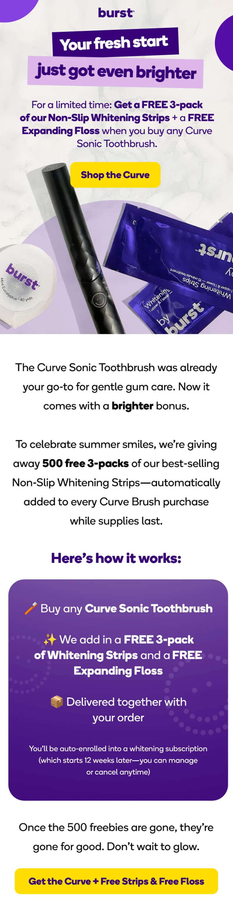 burst oral care curve sonic toothbrush