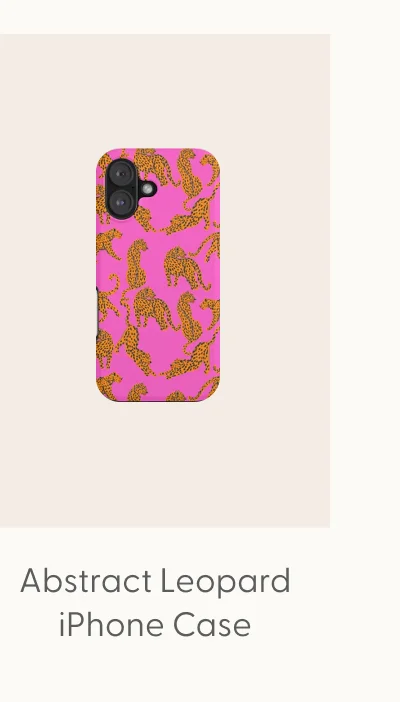Abstract leopard with red lips illustration in fuchsia background iPhone Case