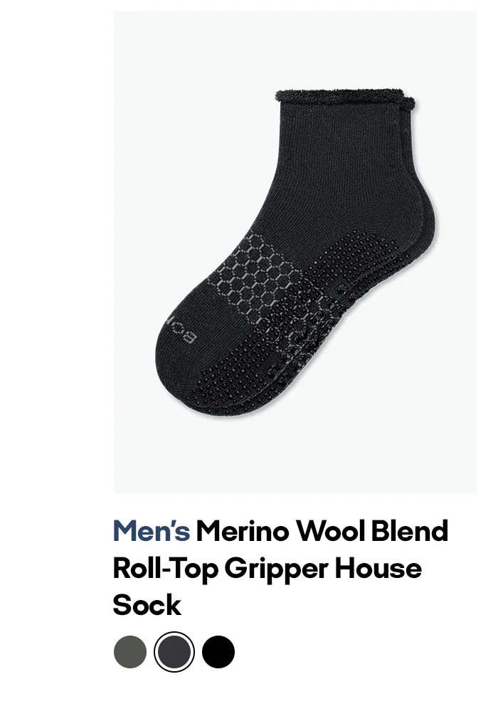 Men’s Merino Wool Blend Roll-Top Gripper House Sock