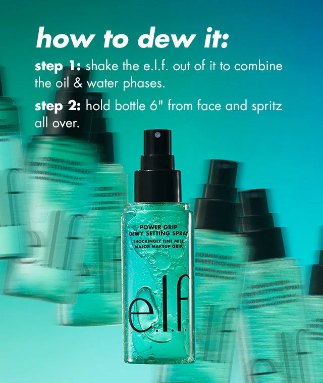 step 1: shake the e.l.f. out of it to combine the oil & water phases. Step 2: hold bottle 6'' from face & spritz all over step 1: shake the e.l.f. out of it to combine the oil & water phases. Step 2: hold bottle 6'' from face & spritz all over