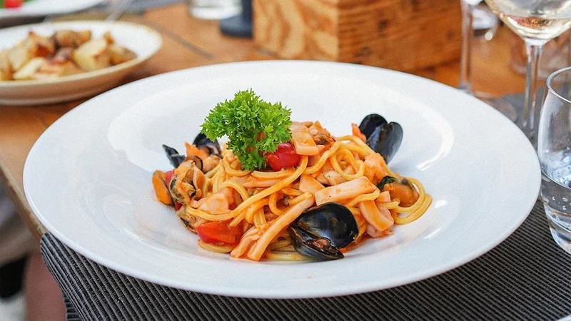 Image description: Pasta at Bakaro, in Venice.