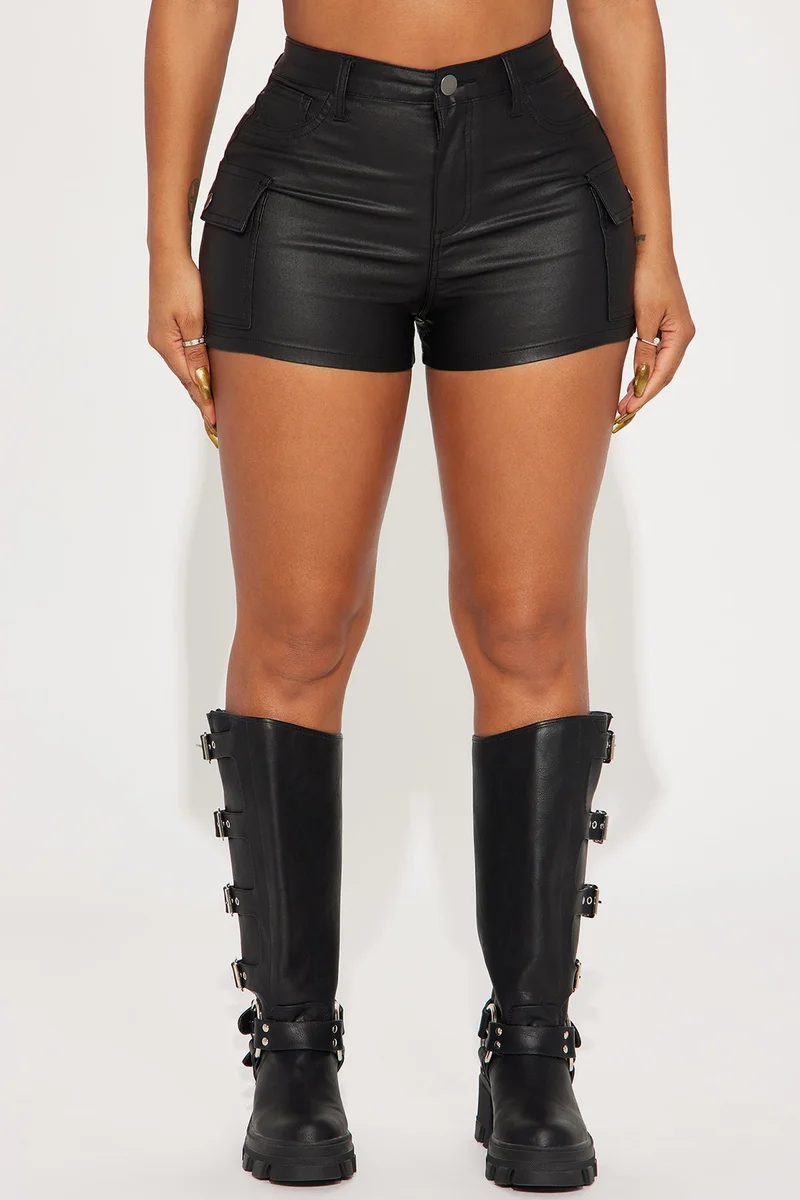 Image of Fallin For You Coated Cargo Short - Black
