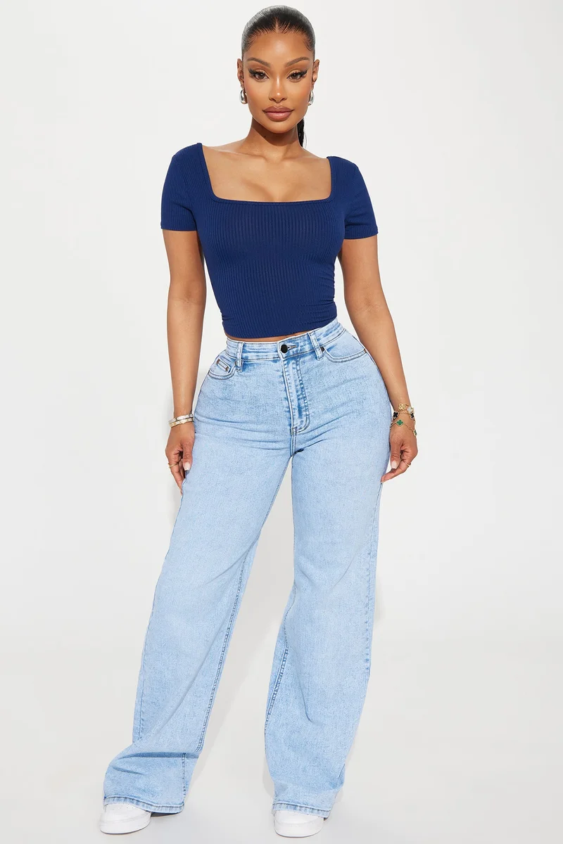 Image of Make My Day Stretch Wide Leg Jeans - Light Wash