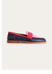 Structured Penny Loafer - Navy/Pink Tourmaline