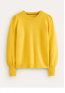 Pleated Sleeve Cashmere Jumper - Ceylon Yellow