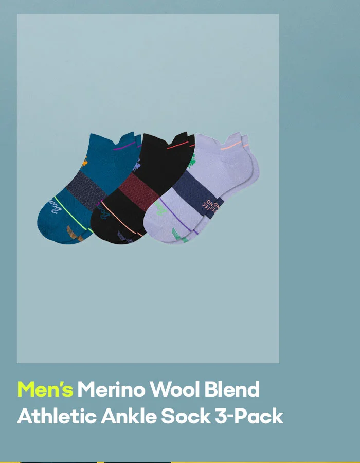Men's Merino Wool Blend Athletic Ankle Sock 3-Pack