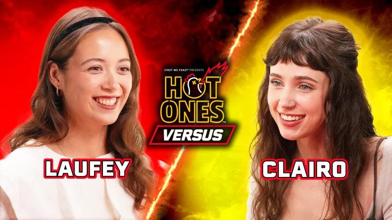 Laufey and Clairo on Hot Ones Versus.