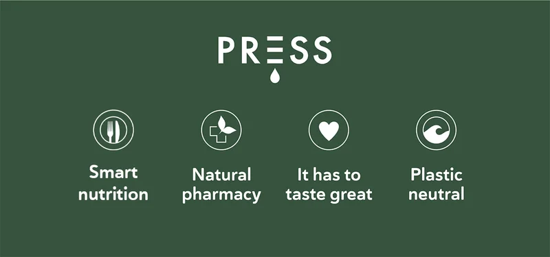Smart nutrition, Natural pharmacy, It has to taste great, Plastic neutral