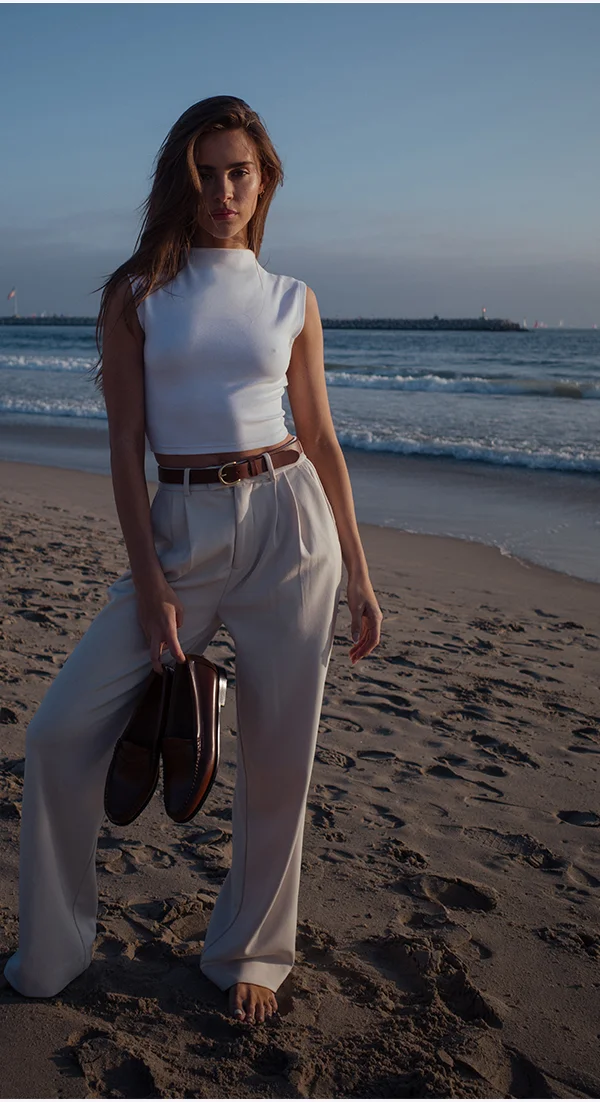 White Sleeveless Tomboy Tee