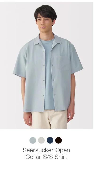 Shop Men's Seersucker Open Collar S/S Shirt