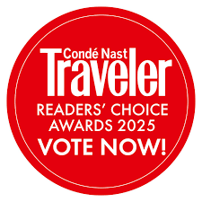 Red badge reading Conde Nast Traveler READERS' CHOICE AWARDS 2025 VOTE NOW!